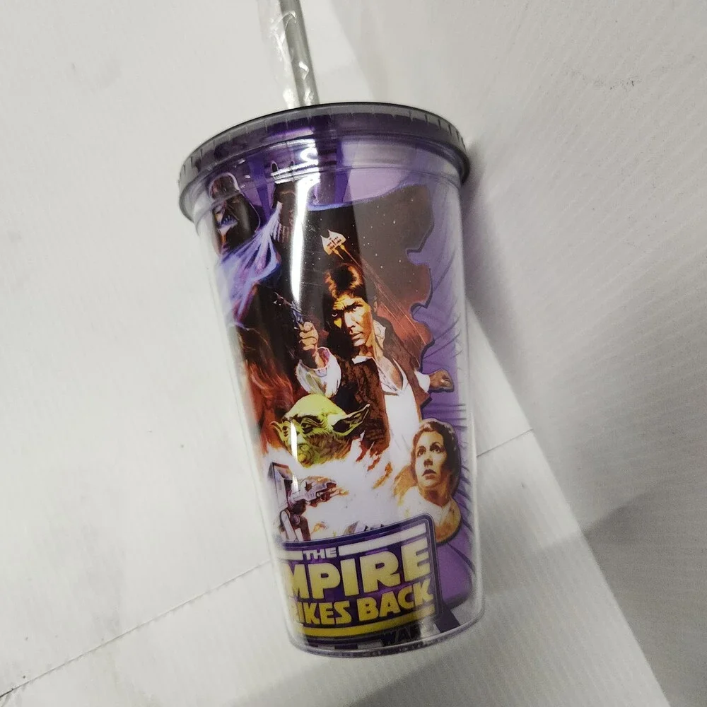4 Pcs Star Wars Empire Strikes Back Tumbler Cup w/ Straw Purple Plastic 167